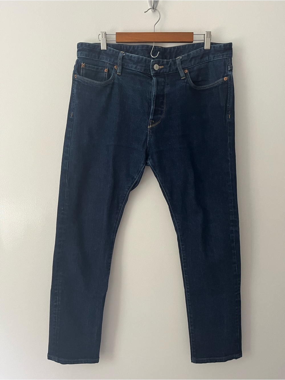 Buck Mason Maverick Slim 14 Oz Double Dipped Blue Jeans 36 X 30 READ